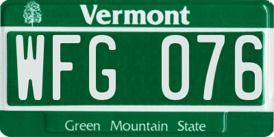 VT license plate WFG076