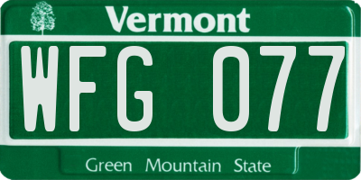 VT license plate WFG077