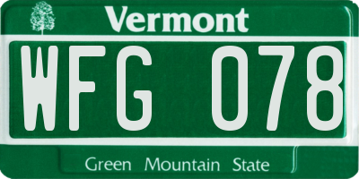VT license plate WFG078