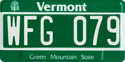 VT license plate WFG079