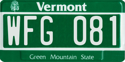 VT license plate WFG081