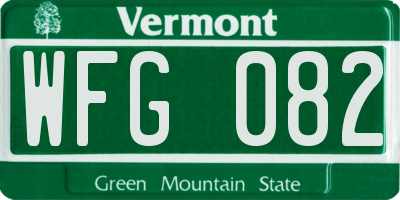 VT license plate WFG082