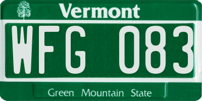VT license plate WFG083