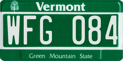 VT license plate WFG084