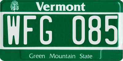 VT license plate WFG085