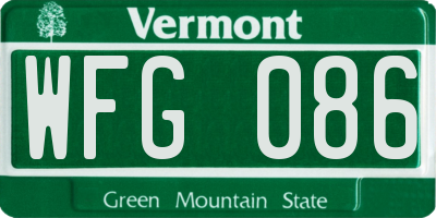 VT license plate WFG086