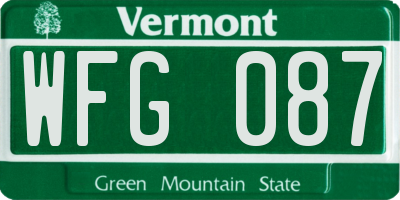 VT license plate WFG087