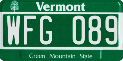 VT license plate WFG089
