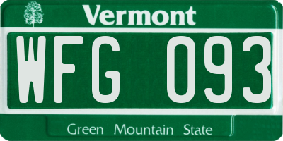 VT license plate WFG093