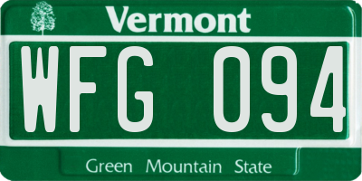 VT license plate WFG094