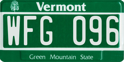 VT license plate WFG096