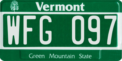 VT license plate WFG097