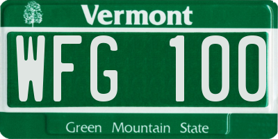 VT license plate WFG100