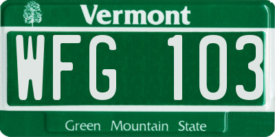 VT license plate WFG103
