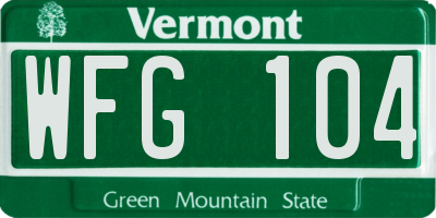 VT license plate WFG104