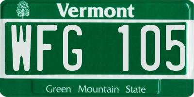 VT license plate WFG105