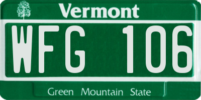 VT license plate WFG106