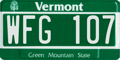 VT license plate WFG107