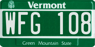 VT license plate WFG108