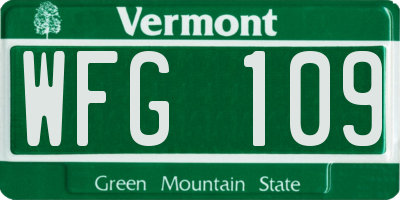 VT license plate WFG109