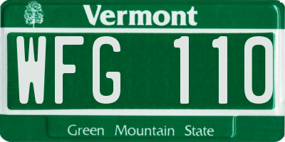 VT license plate WFG110