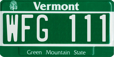 VT license plate WFG111