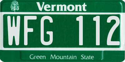 VT license plate WFG112