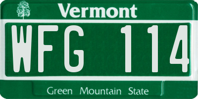 VT license plate WFG114