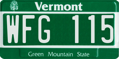 VT license plate WFG115