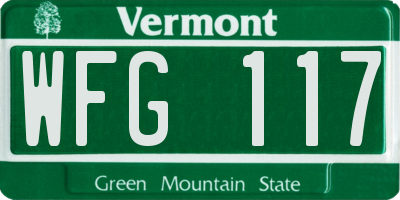 VT license plate WFG117