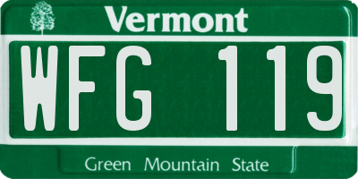 VT license plate WFG119