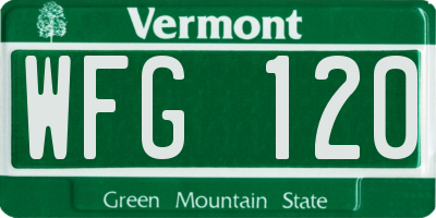 VT license plate WFG120