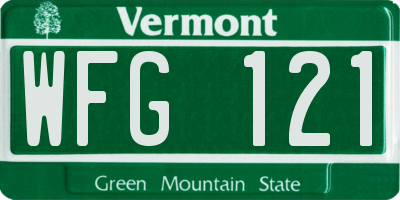 VT license plate WFG121