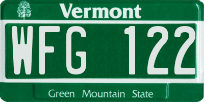 VT license plate WFG122