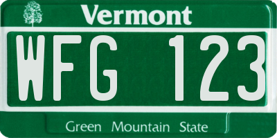 VT license plate WFG123