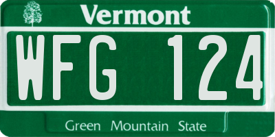 VT license plate WFG124