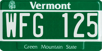 VT license plate WFG125
