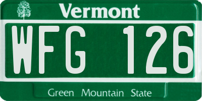 VT license plate WFG126
