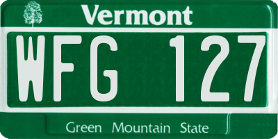 VT license plate WFG127