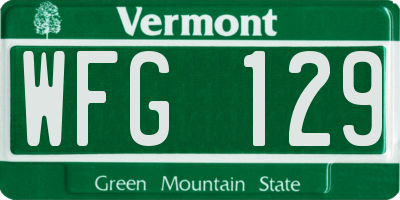 VT license plate WFG129