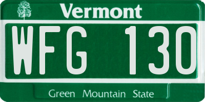 VT license plate WFG130