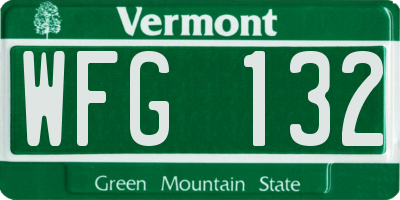 VT license plate WFG132