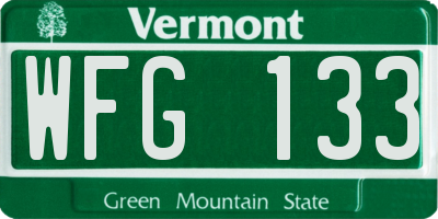 VT license plate WFG133