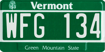 VT license plate WFG134
