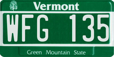 VT license plate WFG135