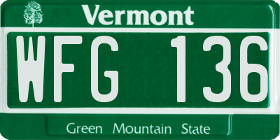 VT license plate WFG136