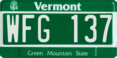 VT license plate WFG137