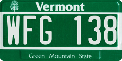 VT license plate WFG138