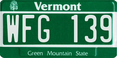 VT license plate WFG139