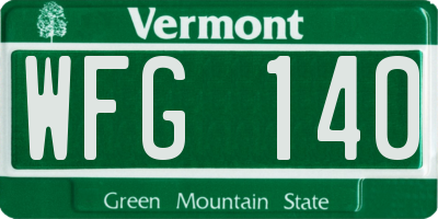 VT license plate WFG140